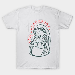 Virgin Mary with Baby Jesus illustration T-Shirt